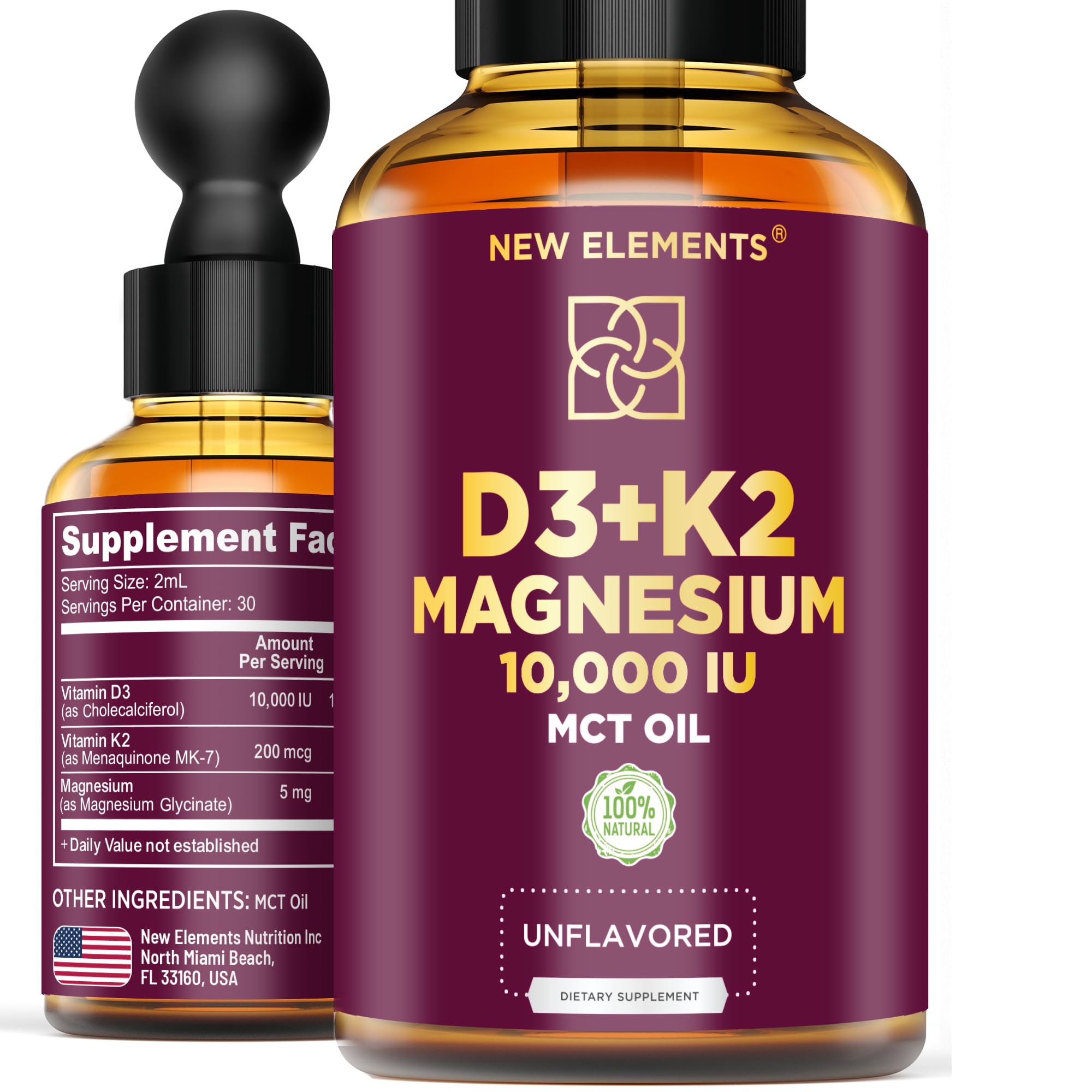 Vitamin D3 + K2 with Magnesium 10,000 IU