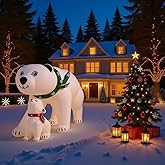 16-Foot Inflatable Polar Bear Mother and Cub with Moving Head and Lightshow