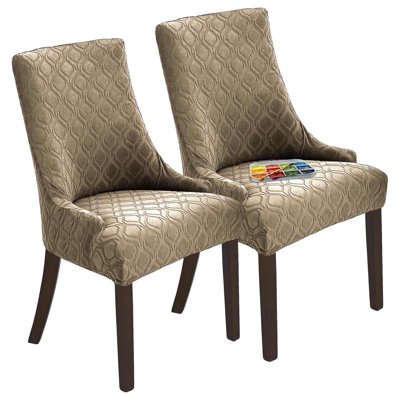 Photo 1 of KELUINA Wingback Dining Chair Covers, Reusable Accent Chair Covers Slipcover with Arms, Remove Washable Dining Chair Protector Covers for Dining Room (Set of 1, Khaki)