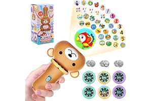 MQDMINI Kids Flashlight Color Projector with 48 Patterns , Include Dinosaurs, Vehicles, Animals, 26 Letter Educational Learning Projector Toys for Girls Boys Cognition Bedtime Education