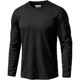 EKLENTSON Men's Long Sleeve Cotton T Shirt Moisture Wicking Basic Tee | Comfortable, breathable and soft cotton, tag-free crew neck, machine washable, easy match, solid color for daily casual wear