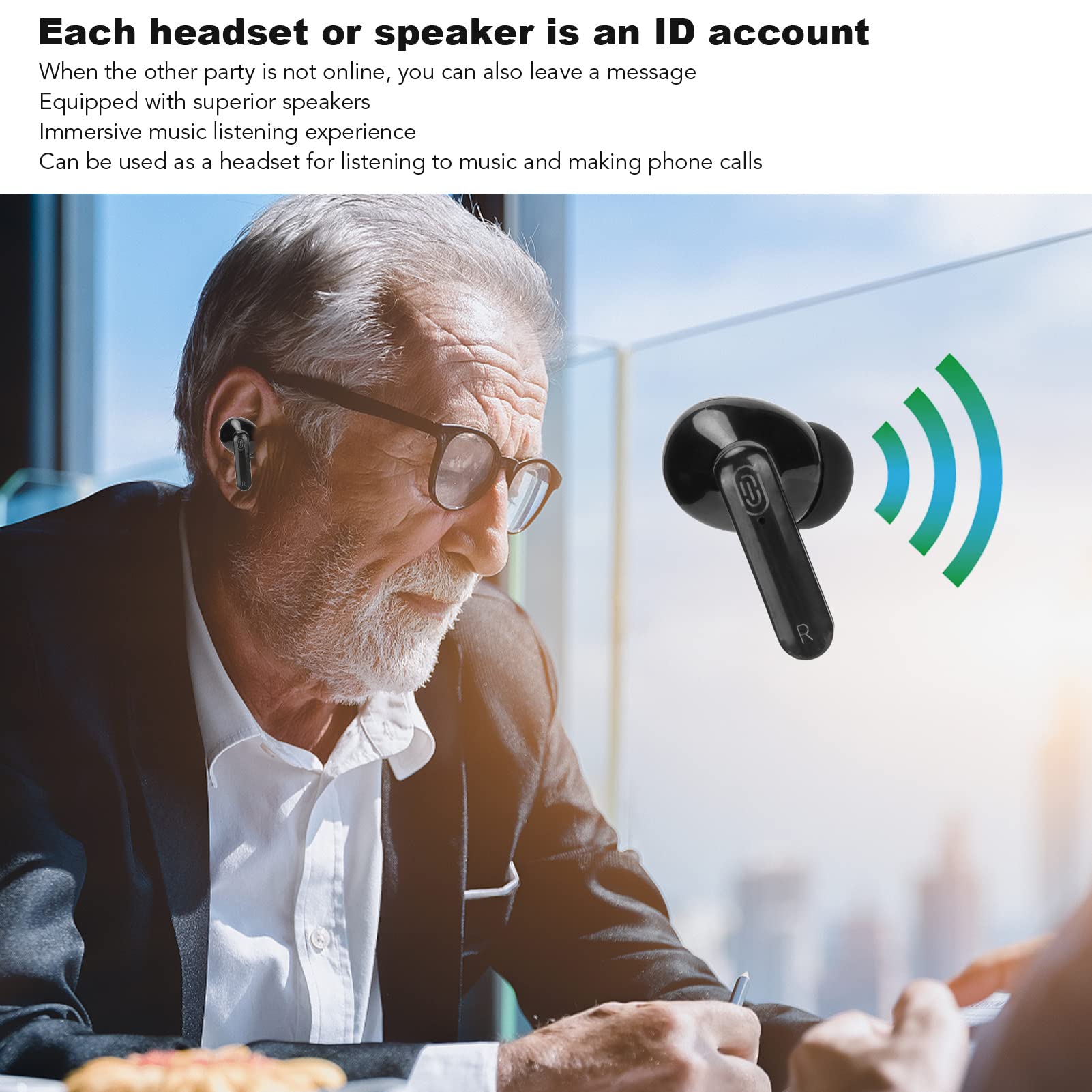 Y113 Language Translator Earbuds, 144 Language Translator Device, Bluetooth Noise Reduction Translator Device for Travel & Business, Fit for OS X Android