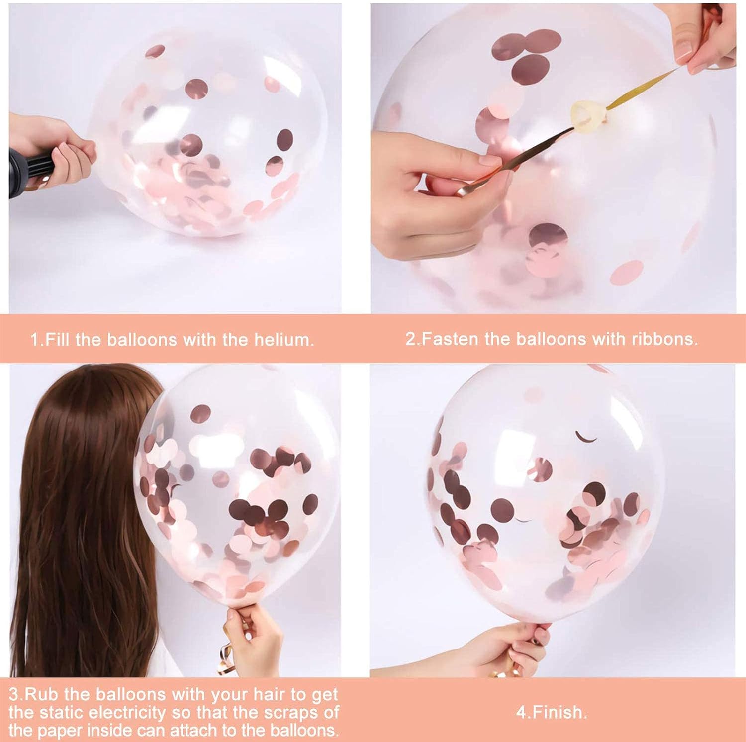 Whaline 21st Birthday Balloons Set 24pcs Rose Gold Latex Balloon Confetti Balloon with 2 Ribbons Birthday Party Balloons for Women Men Happy 21st Birthday Party Decoration Supplies - Image 4