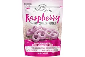 Nature's Garden Raspberry Yogurt Covered Pretzels – No Trans Fat, Indulgent Snack, Flavored Pretzels – 7 Oz Bag (Pack of 1)