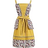 Pinknoke Kitchen Aprons for Women with Pockets Cute Vintage Chef Pinafore Apron for Gardening Cooking Baking Painting