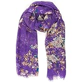 MELIFLUOS DESIGNED IN SPAIN Scarf for Women Lightweight Floral Flower Scarves for Summer Fall Shawl Wrap