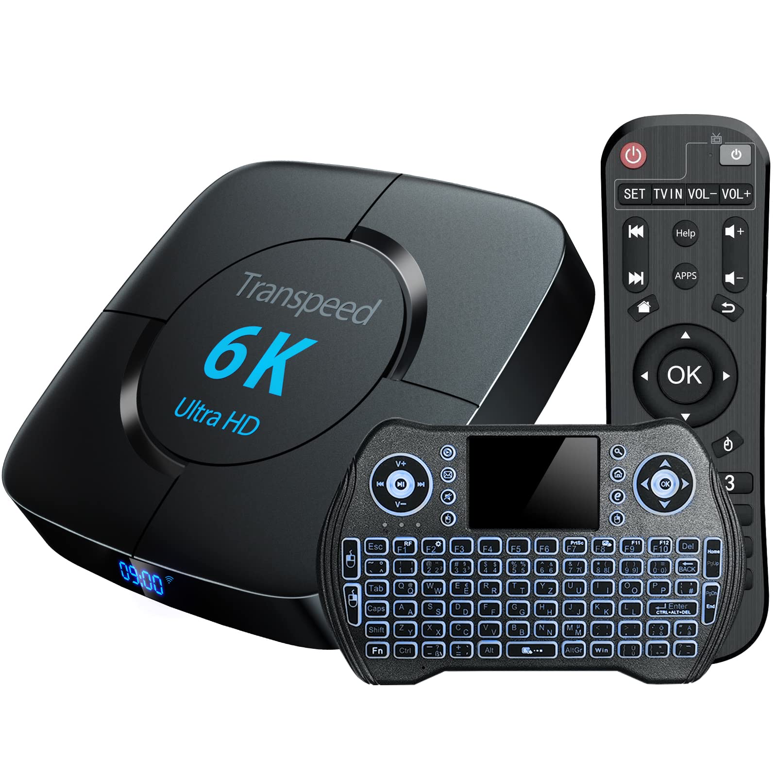 Android 12 TV Box WiFi 6 Dual-WiFi 2.4G 5G 4GB RAM 64GB ROM TV Box Android 2023 Support 8K 6K 3D USB2.0 H.265 BT5.0 with Mini Keyboard