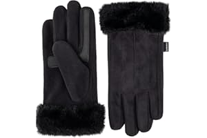 isotoner womens Water Repellent Touchscreen Stretch Mya Faux Fur Cuff Gloves