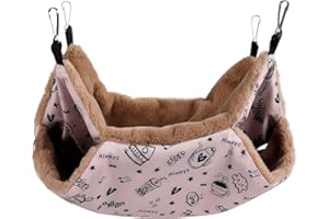 Petmolico Small Pet Hanging BunkBed Warm Hammock Bed Cage Accessories Bedding Hideout Playing Sleeping for Parrot Sugar Glider Squirrel Hamster Rat, Pink Cup - Small Size