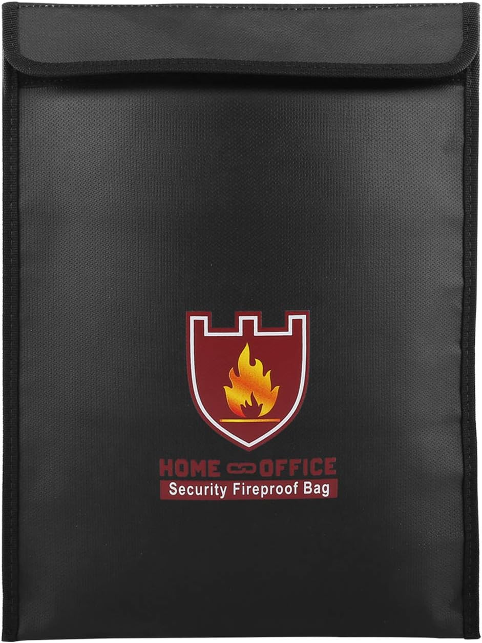 Fireproof Money & Document Bag, MoKo 15" x 11" Fire & Water Resistant Cash & Envelope Holder, Protect Your Valuables, Documents, Money, Jewelry, Zipper Closure for Maximum Protection, Black - - 