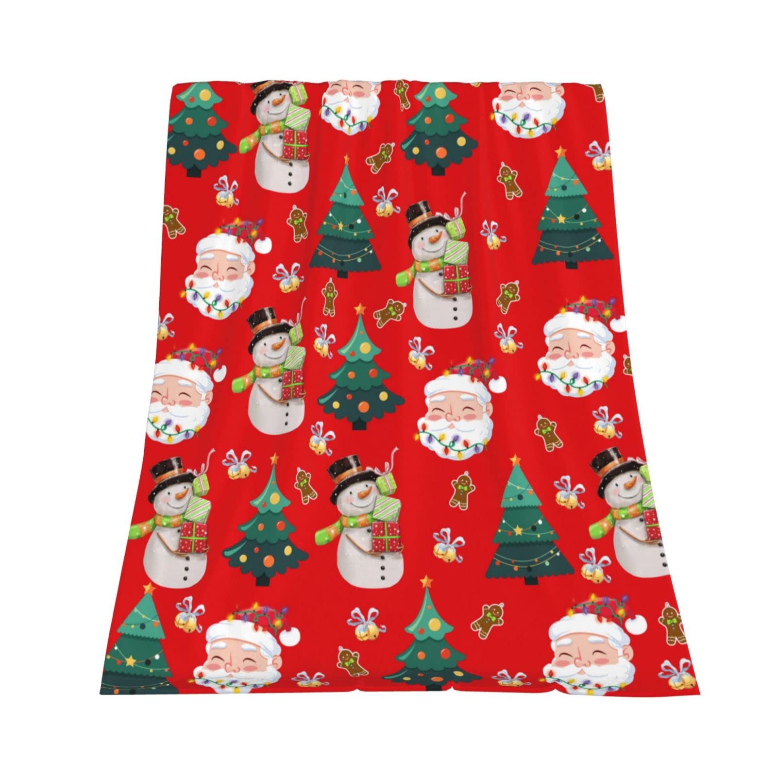 JOOCAR Cartoon Christmas Blanket Cute Christmas Tree Print Funny Santa Claus Snowman Fannel Blanket Soft Plush Warm Throw Blanket for Bed Couch Living Room Sofa Chair(Red, 40" x 50") — image 1