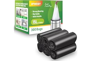 Small Trash Bags Handle Garbage Bags 300 Counts 4 Gallon Trash Can Liners 15 Liters Bin Bag