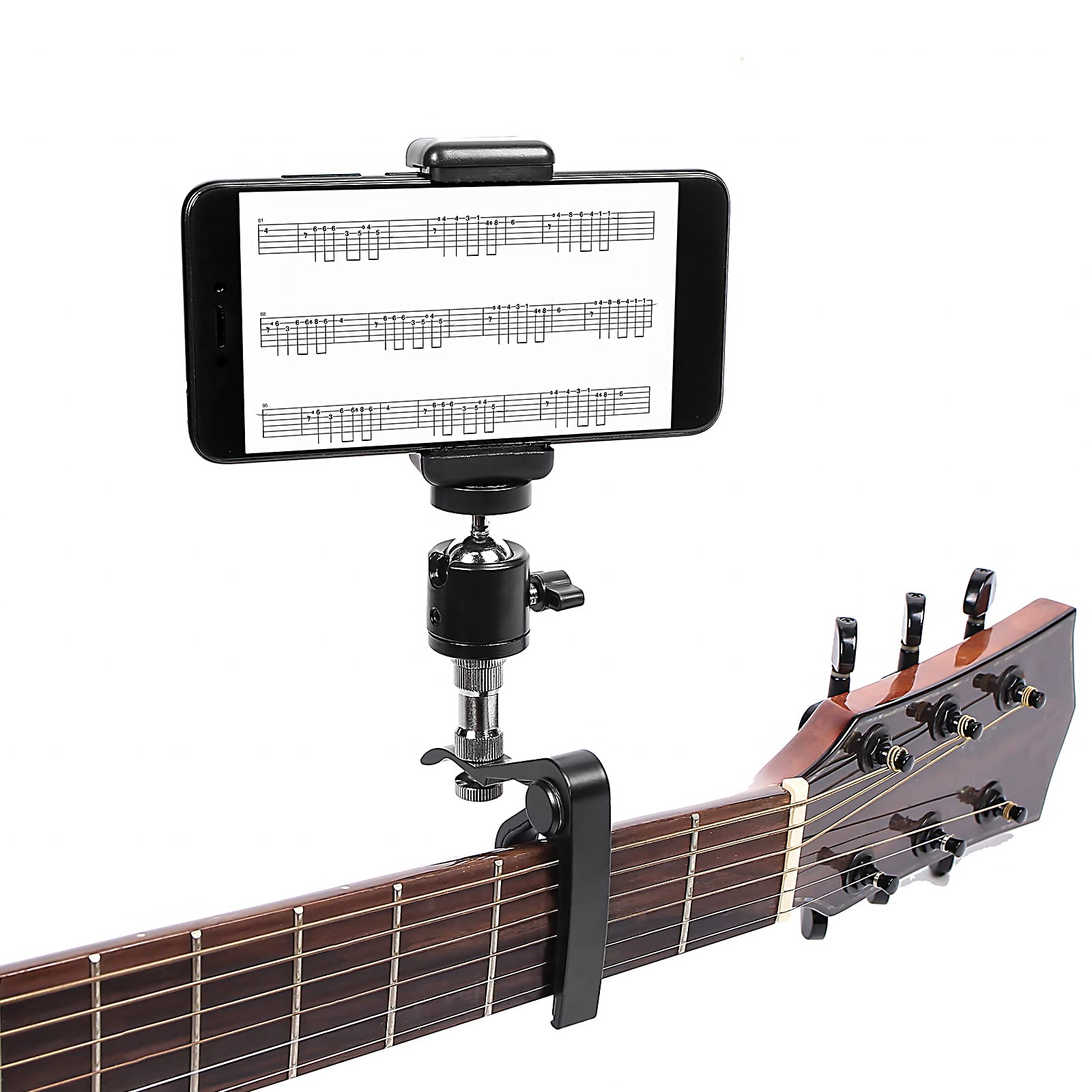 SAVITA Guitar Phone Mount, Capo Holder - Applicable for Electric Guitar, Bass, Ukulele Accessories