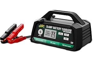 Battery Tender 15 AMP Battery Charger and Maintainer - 12V Switchable 15 AMP / 8 AMP / 2 AMP - Selectable Chemistry Standard AGM Gel - LCD Display - 022-0234-DL-WH
