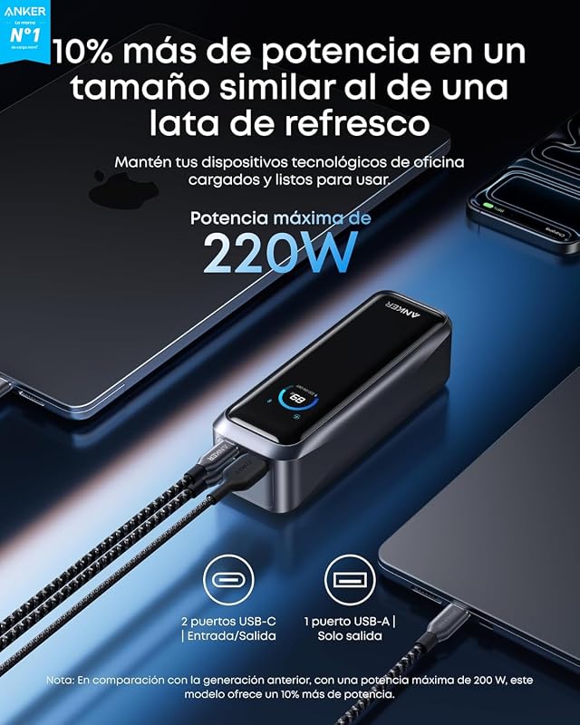 Prime Power Bank 20.100 mAh, 220 W, 3 Puertos