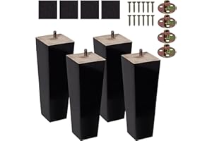 BARIEN (5 Sizes: 3"- 4"- 5"- 6"- 8") 8 inch Wood Furniture Legs - Square Sofa Legs, Couch Leg - Brown Mid-Century Modern Replacement Legs for Armchair Recliner Coffee Table Dresser (Set 4, 8")