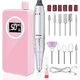 Nail Drill, Portable Electric Nail File 50000RPM, Rechargeable Nail Drill Professional with Bits for Acrylic Gel Nails, E-File Machine Manicure Polishing for Salon Home,Pink
