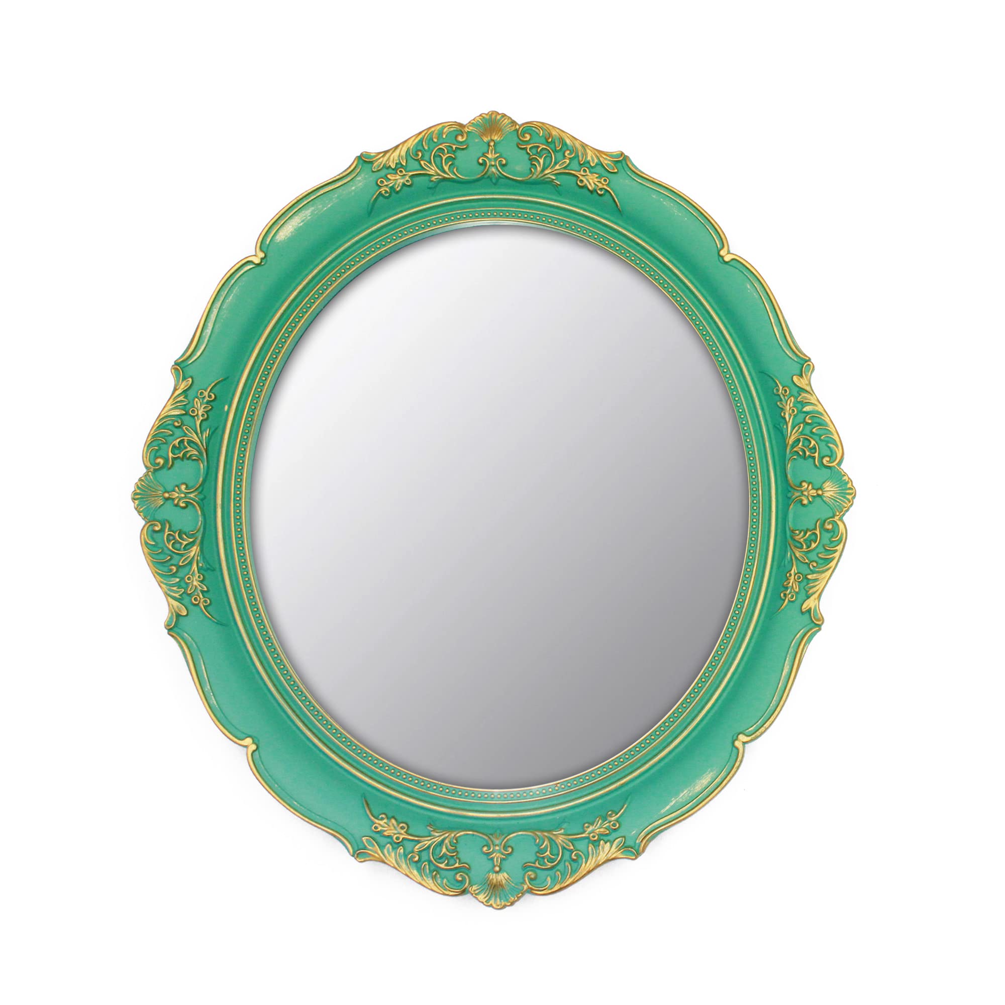 YCHMIR Vintage Mirror Hanging Mirror 37.6 x 33.3 cm Oval Green