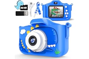 BEIARA Kids Camera for Boys Dinosaur Toys Age 3-8 with 48MP 1080P HD Video Camera Kids Digital Camera Toys for Kids Toddler Christmas Birthday Gifts with Dinosaur Protective Cover (Blue)