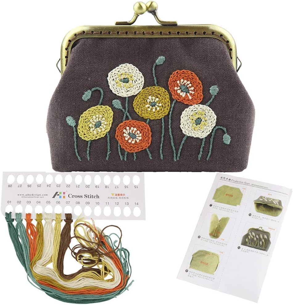Chinese Traditional Embroidery Purse Making Kits Retro Style Handmade Bag Mini Cosmetic Bag for Woman and Girls (511806)