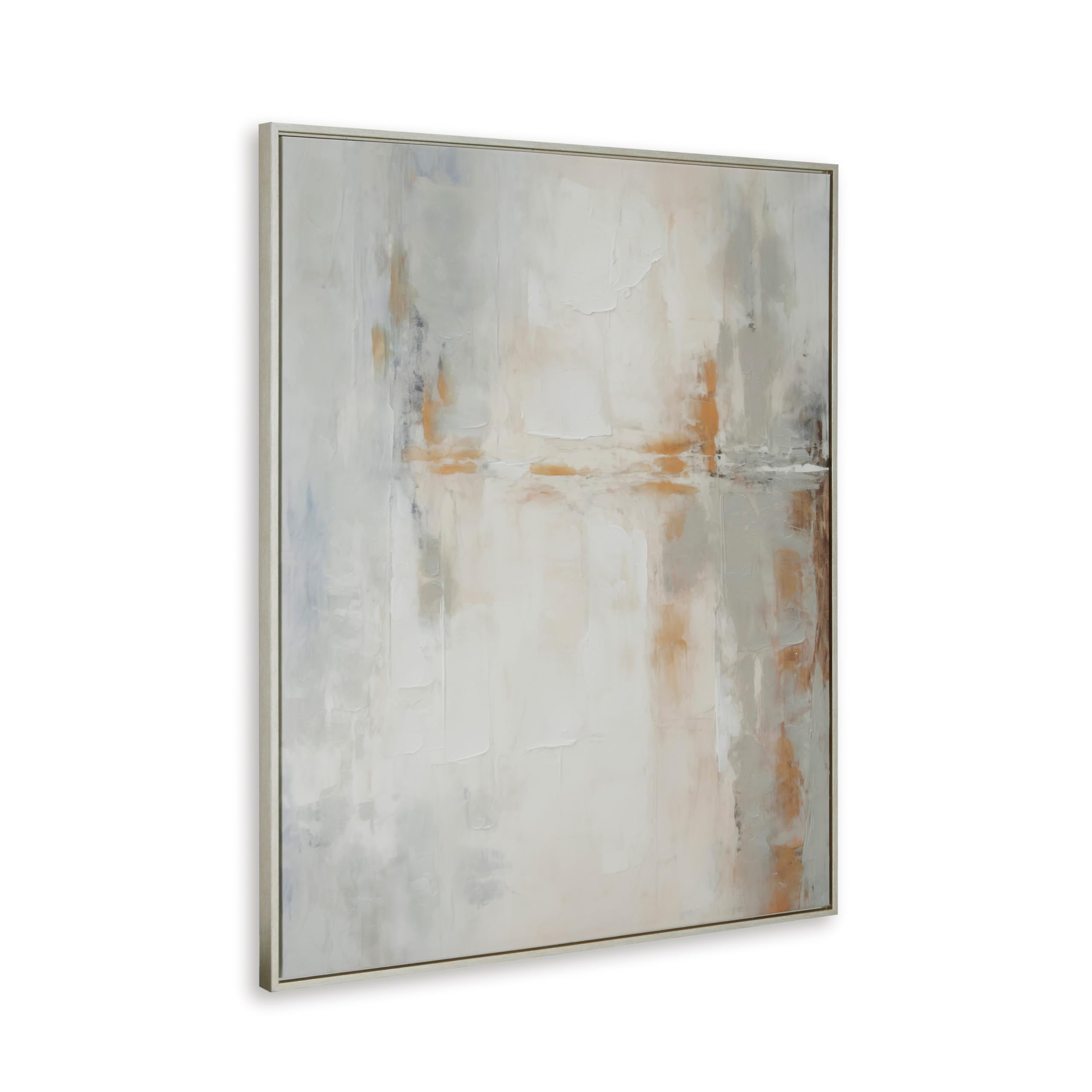 Photo 1 of *Minor Damaged - Check clerk notes*
Signature Design by Ashley Vallrow Abstract Rectangular Abstract Framed Hand-painted Wall Art 40 x 50 Inches, Light Brown & White