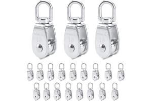 AOSBET AuInLand 304 Stainless Steel Single Pulley Block M15 Wire Rope Crane Pulley Block Small Pulley Lifting Hanging Wheel, 20 PCS