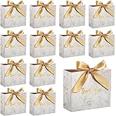 Mimorou 80 Pack Small Thank You Gift Bags Paper Party Favor Bags Bulk with Bow Ribbon, 4.5 x 1.8 x 3.9 Inch Mini Gift Boxes Candy Treat Wedding Shower Favors for Bridal Baby Shower Birthday Party