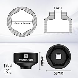 WORKPRO 36mm Oil Filter Socket Wrench, Oil Filter