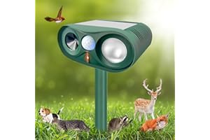SHINYART 2025 Solar Ultrasonic Animal Repellent, Cat Repellent Outdoor with Motion Sensor,Sound and LED Flashing,Waterproof Deer Repeller,Squirrel Repellent for Dog Bird Patio Yard Lawn Light-Green