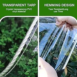 Clear Tarp with Grommets, 10x12ft Transparent Heavy
