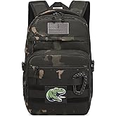 SunForMorning Kids Tactical Backpack Army Molle Bookbag Military Boys Backpack for School, Outdoor, Camping (Includes 2 Patches+1Carabiner), Black CM