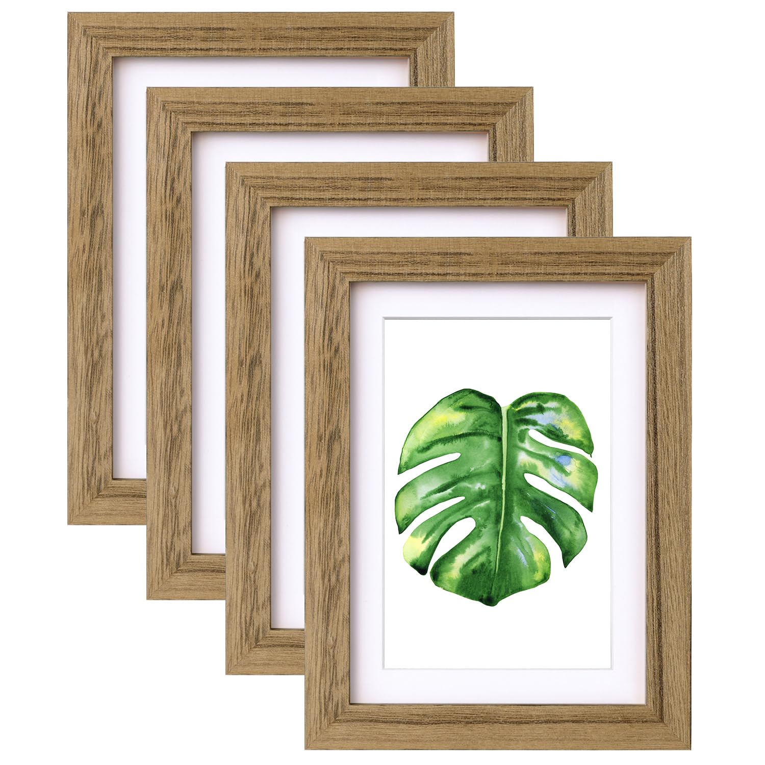 EGOFINE 7x5 Picture Frame,100% Solid Wood Frame with 4x6 Mat,7x5 Photo Frame with Acrylic Glass,17.8x12.7cm Small frame for Tabletop and Wall Mounting,Carbonized Brown,4 Pack — image 1