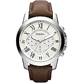 Fossil Men's Grant Quartz Stainless Steel and Leather Chronograph Watch