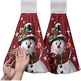 Cneztholim Snowman Xmas Hanging Kitchen Towels Winter Holiday Dish Towel with Hanging Loops Christma Hand Tie Towels Soft Absorbent for Bathroom Home Tabletop Decor 12x17 Inch Set of 2
