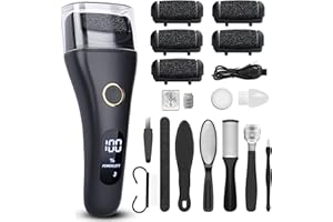 CELEPEN Electric Foot File Callus Remover for Feet - 6pcs Larger Grinding Head&3Speed, Pedicure Kit Foot Scrubber Deadskin Callus Remover, Foot Care Kit Pedicure Tools for Dead Skin Callus Hardskin Dry Cracks