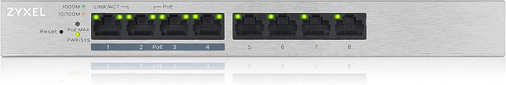 Zyxel 8-Port Gigabit Web Managed PoE Plus Switch 60W Budget UK Plug GS1200-8HPv2