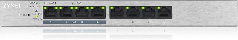Zyxel 8-Port Gigabit Web Managed PoE Plus Switch 60W Budget UK Plug GS1200-8HPv2