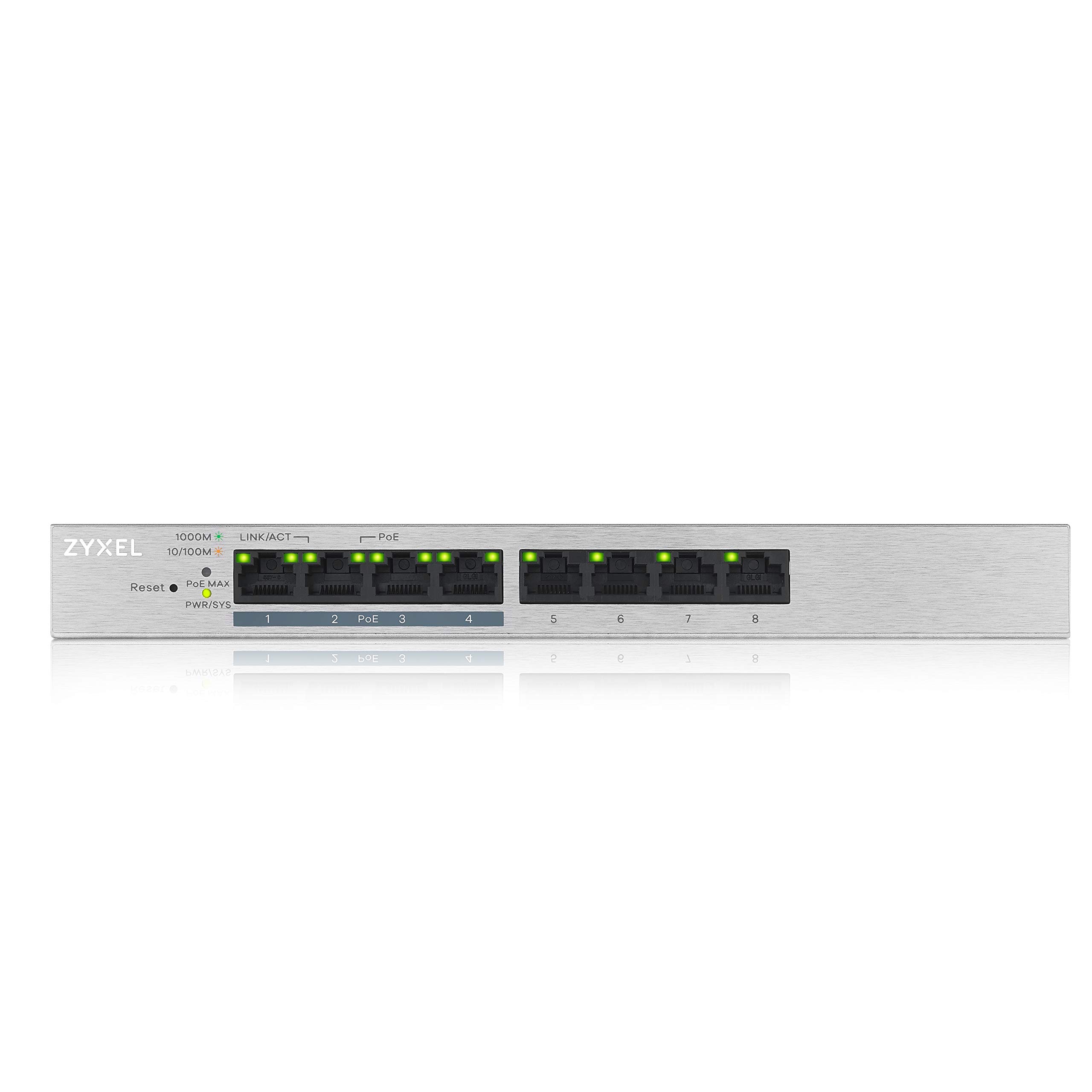 Zyxel 8-Port Gigabit Web Managed PoE+ Switch with 60 Watt Budget,, UK Plug [GS1200 - 8HPv2]