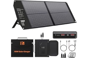 100W Portable Solar Panel USB-C PD 65W Fast Charging 24V MC4 DC QC3.0 USB-A Foldable Solar Charger for Power Station Generato