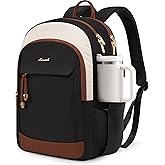 LOVEVOOK Laptop Backpack for Women, 15.6 inch Waterproof College Backpack Woman with Laptop Compartment Computer Bag Travel Backpack Purse, Large Black Computer Daypack for Work Casual