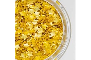 SWEETS & TREATS BOUTIQUE Gold Edible Star Shaped Glitter for Cakes - Fancy Edible Stars Cake Decorations in Metallic Gold for Cake Decorating, Toppings, Baking - Vegan Shimmer Stars Dessert Glitters for Cupcakes
