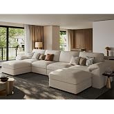 EASE MOOSE Modular Sectional Sofa, U Shaped Scratch Resistant Couch, Beige | Pet-Friendly Faux Leather, Large Deep Seat,Easy to Clean, Solid Wood Frame, Easy Assembly, Scratch Resistant