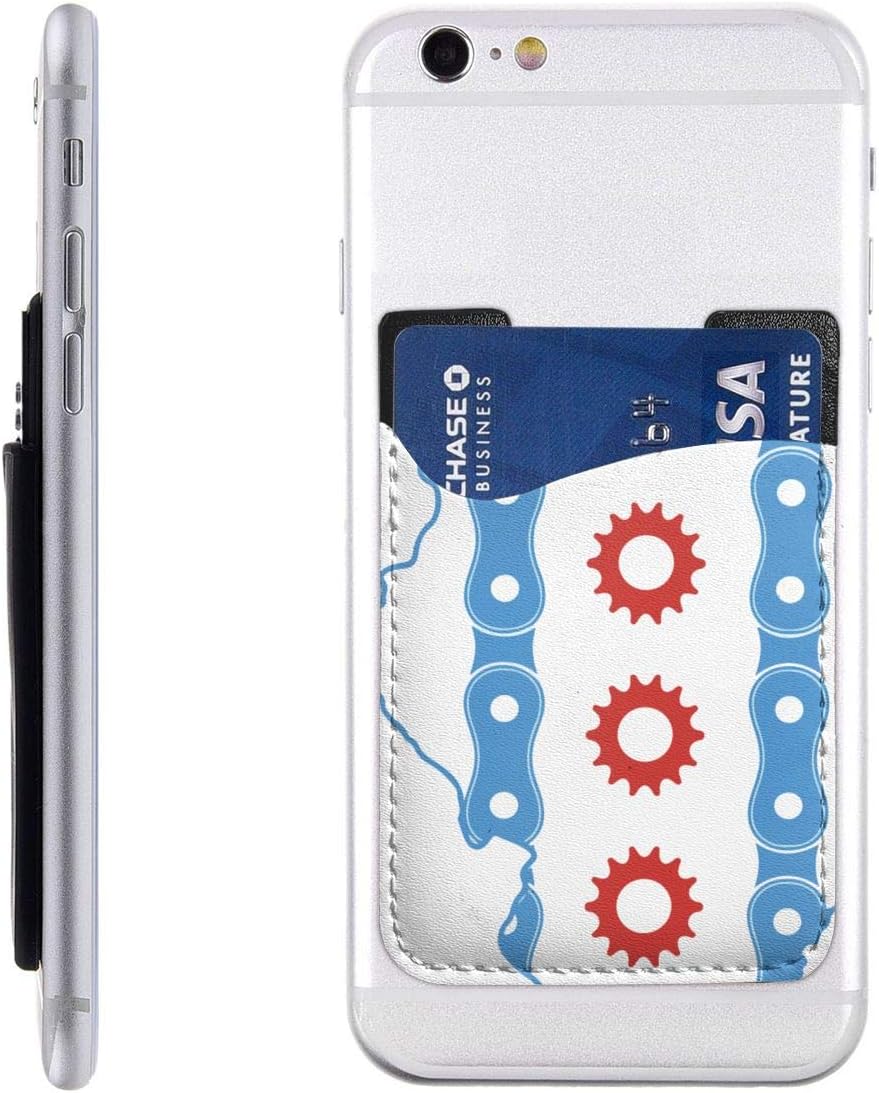 Card Holder for Back of Phone -Chicago Flag in Illinois State Silicone Stick On Cell Phone Wallet with Pocket for Credit Card, ID, Business Card