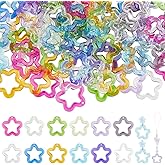 PH PandaHall 120PCS Hollow Star Charms 12 Colors Star Bead Frames Transparent Pentagram Dangle Pendants Acrylic Frame Cutouts Stars Charms for Bracelet Earring Jewelry Making Keychain Phone Chain