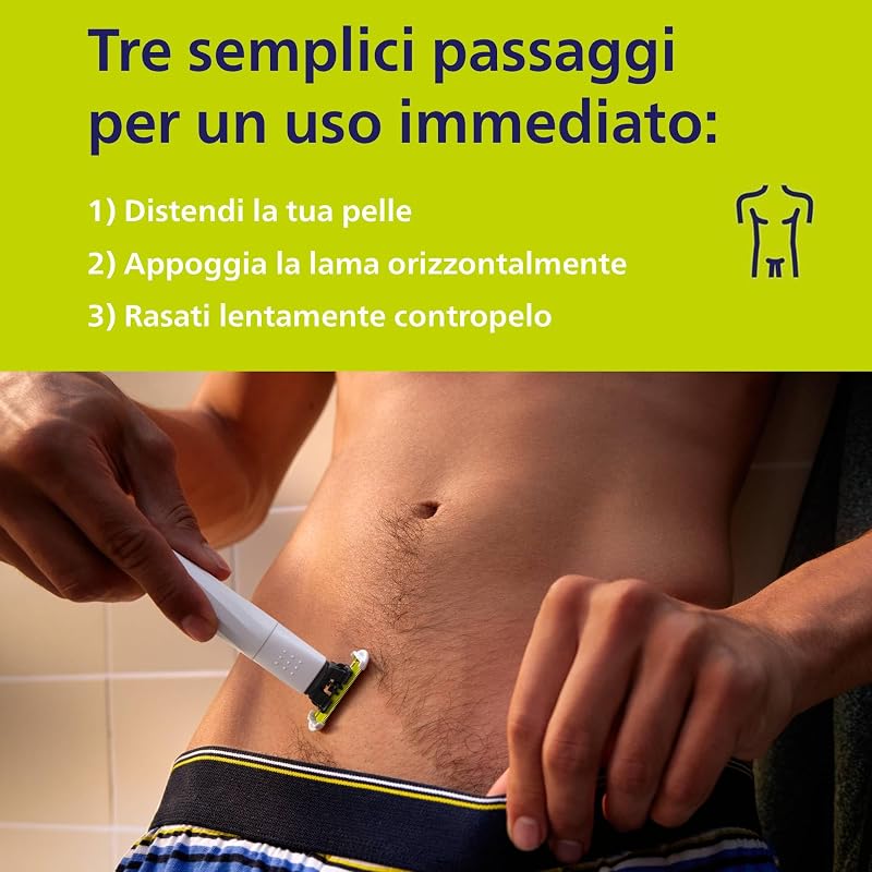 OneBlade Intimate, cura intima, rifinitura e rasatura con protezione extra della pelle, Rasatura precisa e confortevole - senza radere completamente a zero, modello QP1924/30