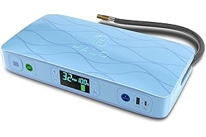 HALO Bolt Ultimate 2.0, Portable Vehicle Jump Starter with Air Compressor, Power Bank, Floodlight with Digital Display Charges Multiple Devices, Blue Waves