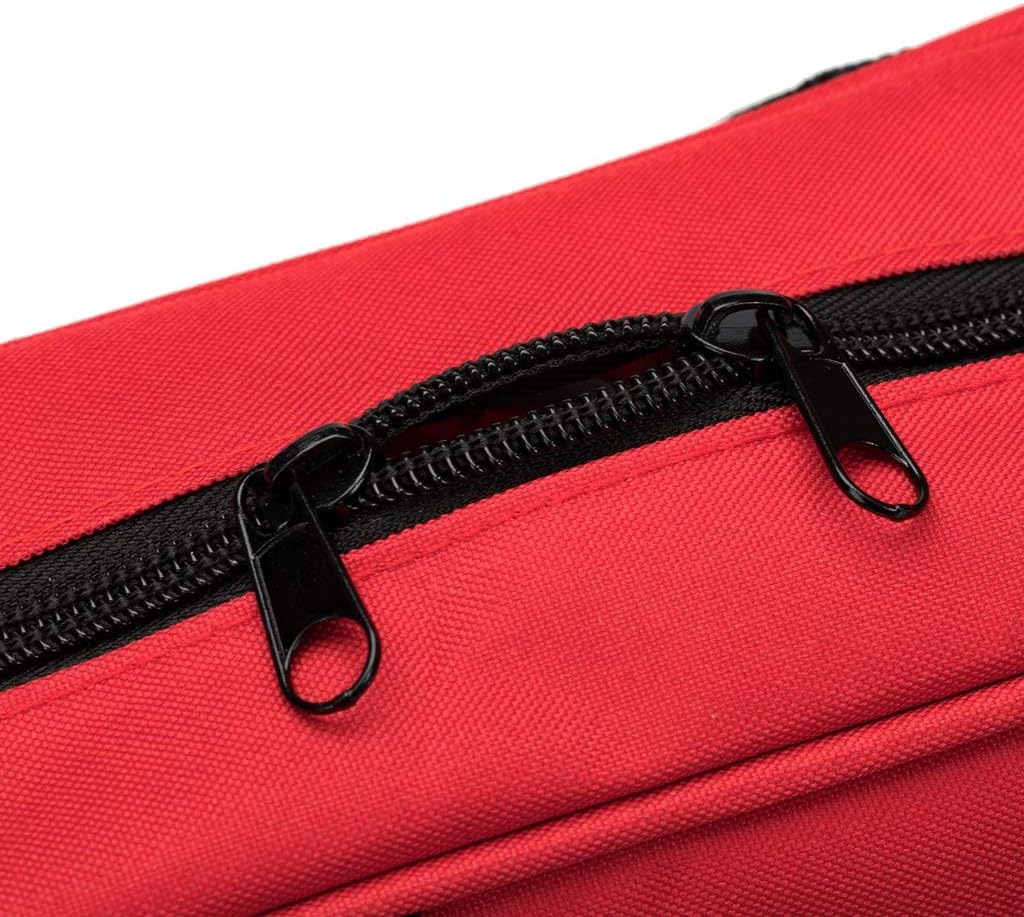 Jipemtra Red First Aid Bag Empty Travel Rescue Bag Empty Pouch First Responder Storage Compact Survival Medicine Bag Pocket Container for Car Home Office Kitchen Sport Outdoors (Red with Handles): Health & Personal Care