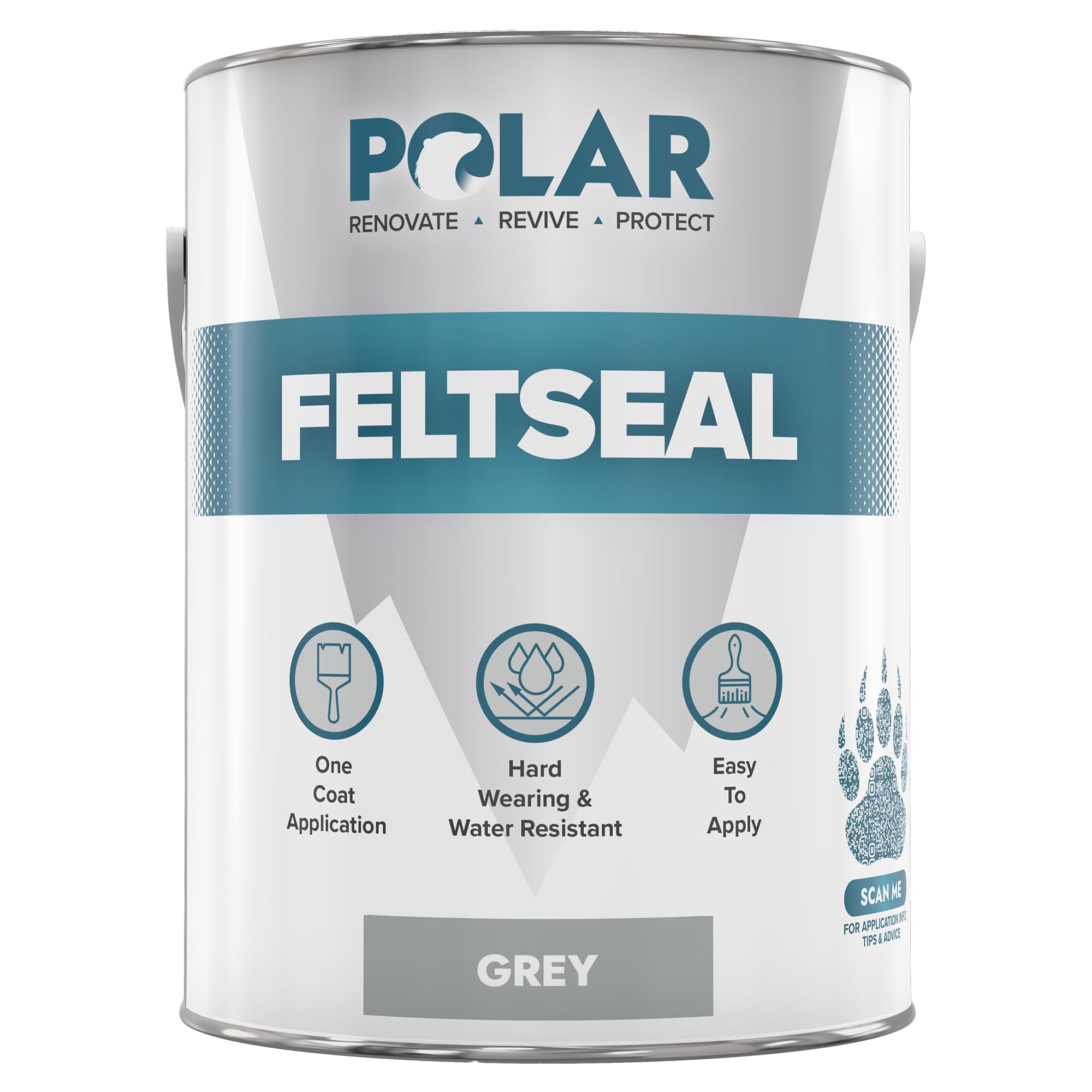 Polar Felt Seal - 2.5L, Grey - Waterproof Felt Sealant for Shed Roofs & Garage Roofs - One-Coat Repair - Prevent and Stop Leaks & Cracks - No Primer Needed — image 1