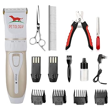 Petology Automatic Rechargeable Pet Hair Trimmer with Extra Battery for Dog