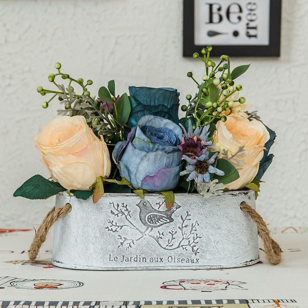 Jnseaol Artificial Flowers Artificial Flowers Diy Fake Flowers Living Room Windowsill Wedding Party Kitchen Home Wok Potted Plants Blue-15